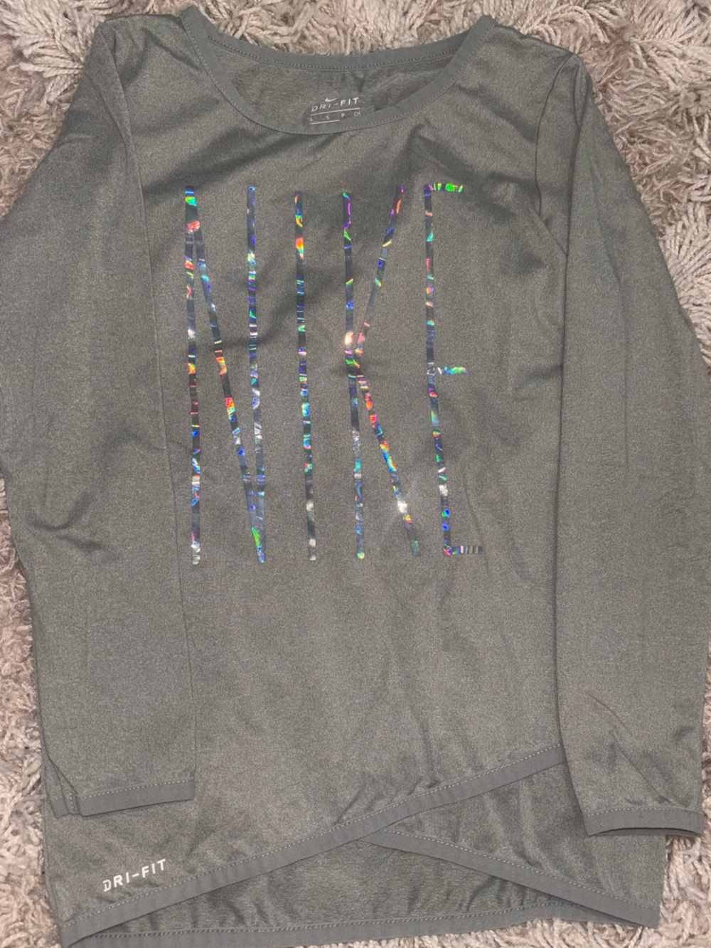 Nike Gray Dri-FIT Tee with Holographic Accent